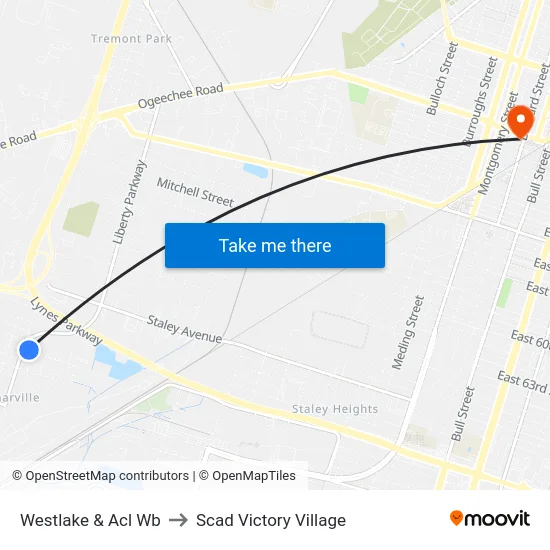 Westlake & Acl Wb to Scad Victory Village map