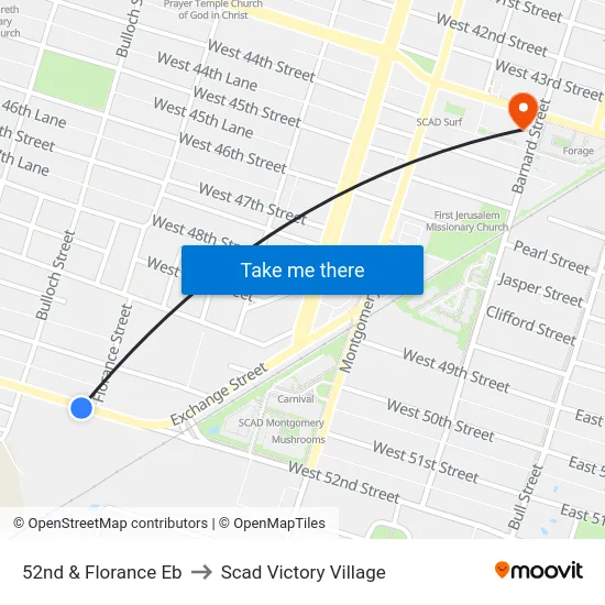 52nd & Florance Eb to Scad Victory Village map