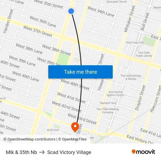 Mlk & 35th Nb to Scad Victory Village map