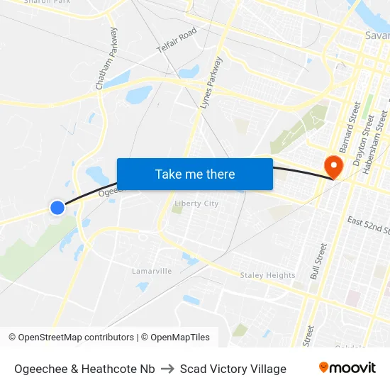 Ogeechee & Heathcote Nb to Scad Victory Village map