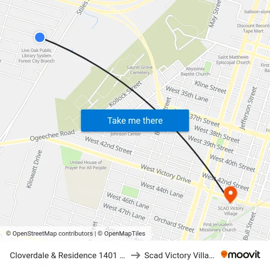 Cloverdale & Residence 1401 Eb to Scad Victory Village map