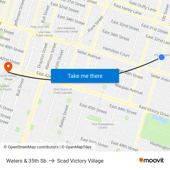 Waters & 35th Sb to Scad Victory Village map