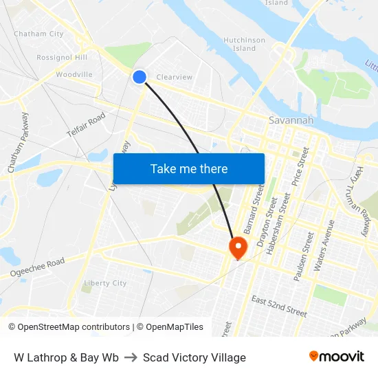 W Lathrop & Bay Wb to Scad Victory Village map