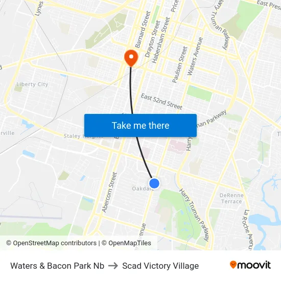 Waters & Bacon Park Nb to Scad Victory Village map