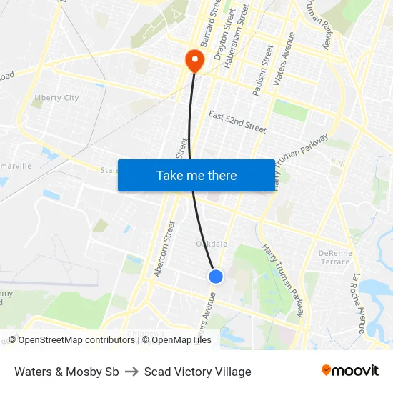 Waters & Mosby Sb to Scad Victory Village map