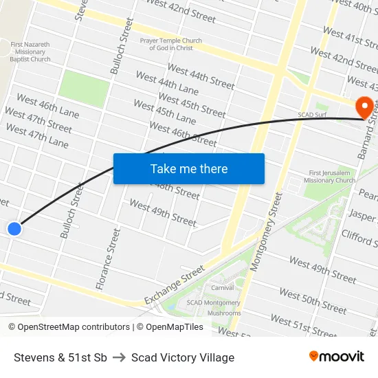 Stevens & 51st Sb to Scad Victory Village map
