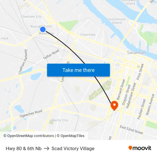 Hwy 80 & 6th Nb to Scad Victory Village map