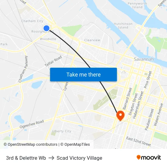 3rd & Delettre Wb to Scad Victory Village map