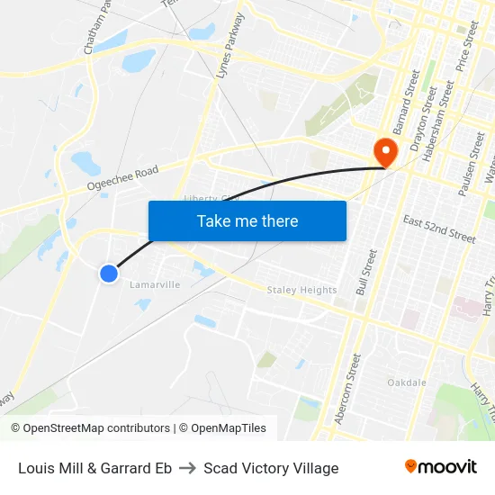 Louis Mill & Garrard Eb to Scad Victory Village map