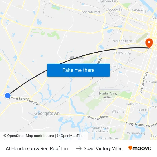 Al Henderson & Red Roof Inn Eb to Scad Victory Village map