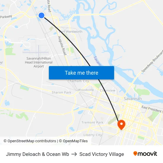 Jimmy Deloach & Ocean Wb to Scad Victory Village map