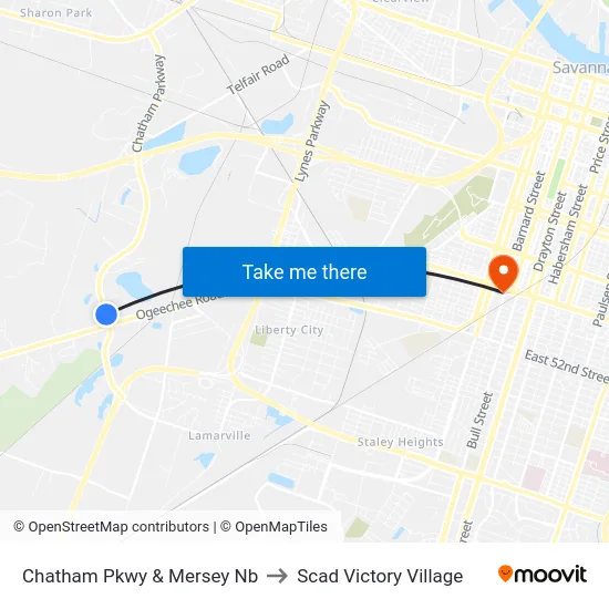 Chatham Pkwy & Mersey Nb to Scad Victory Village map