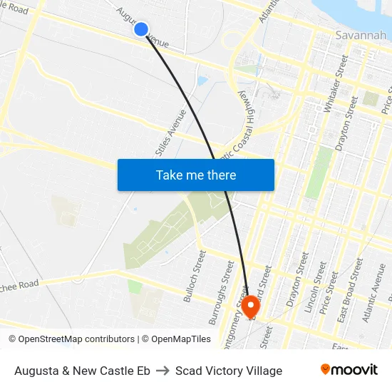 Augusta & New Castle Eb to Scad Victory Village map