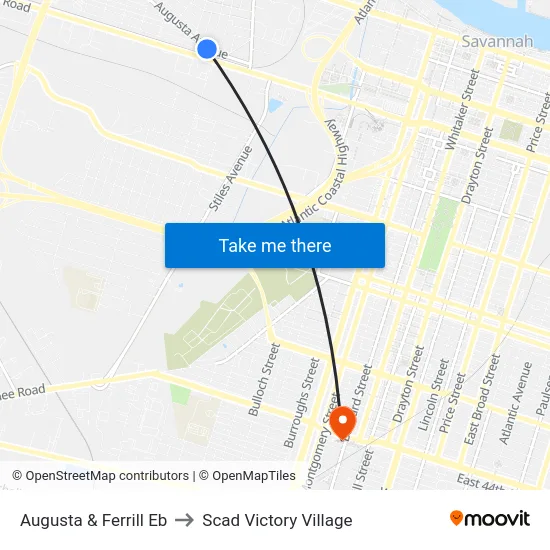 Augusta & Ferrill Eb to Scad Victory Village map