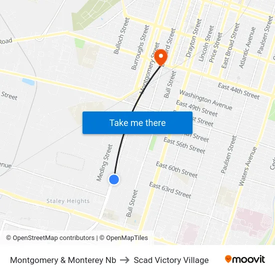 Montgomery & Monterey Nb to Scad Victory Village map