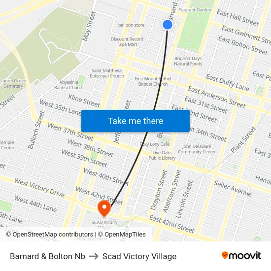 Barnard & Bolton Nb to Scad Victory Village map