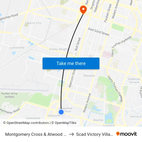Montgomery Cross & Atwood Eb to Scad Victory Village map