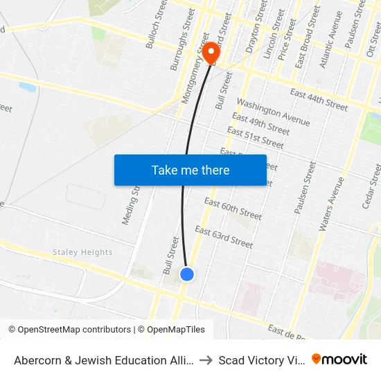 Abercorn & Jewish Education Alliance Sb to Scad Victory Village map