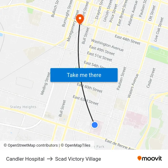 Candler Hospital to Scad Victory Village map