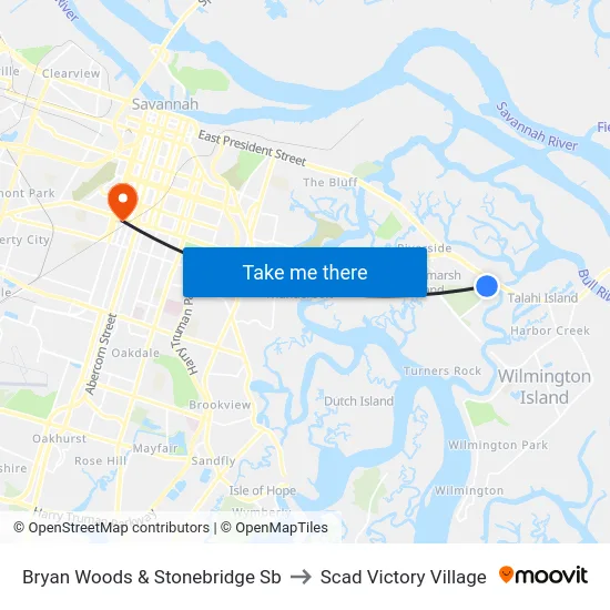 Bryan Woods & Stonebridge Sb to Scad Victory Village map