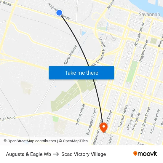 Augusta & Eagle Wb to Scad Victory Village map