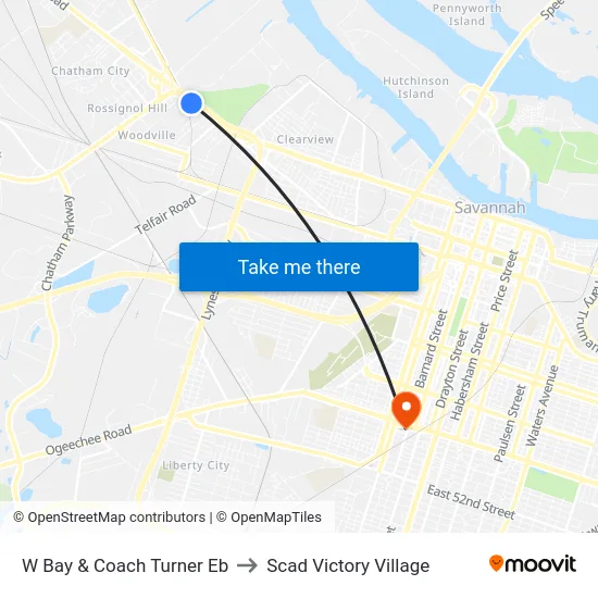 W Bay & Coach Turner Eb to Scad Victory Village map