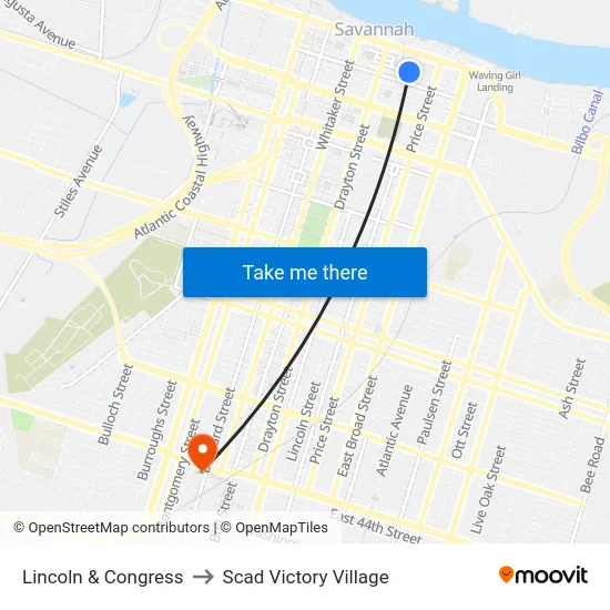 Lincoln & Congress to Scad Victory Village map