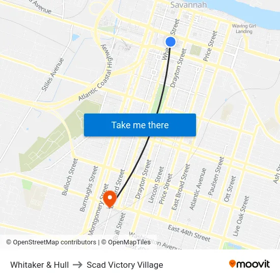 Whitaker & Hull to Scad Victory Village map