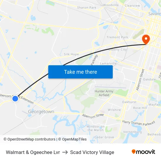 Walmart & Ogeechee Lvr to Scad Victory Village map