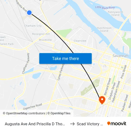 Augusta Ave And Priscilla D Thomas Way Sb to Scad Victory Village map