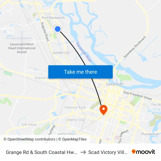 Grange Rd & South Coastal Hwy Eb to Scad Victory Village map