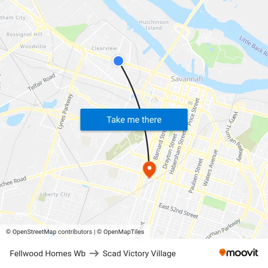 Fellwood Homes Wb to Scad Victory Village map