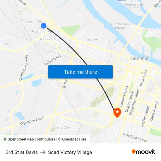 3rd St at Davis to Scad Victory Village map