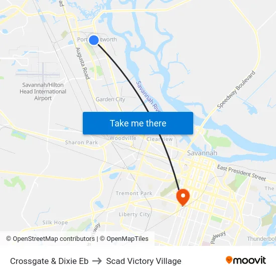 Crossgate & Dixie Eb to Scad Victory Village map