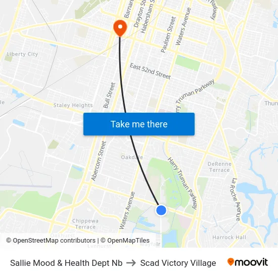 Sallie Mood & Health Dept Nb to Scad Victory Village map