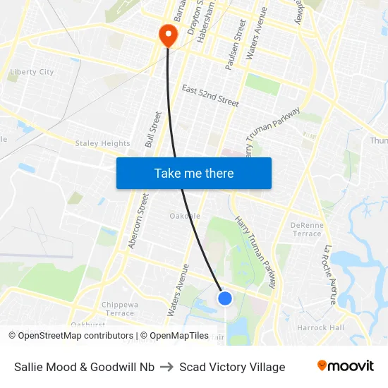 Sallie Mood & Goodwill Nb to Scad Victory Village map