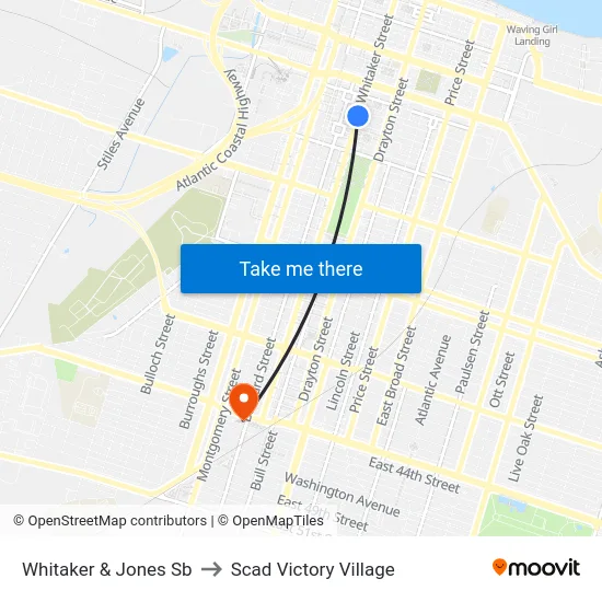 Whitaker & Jones Sb to Scad Victory Village map