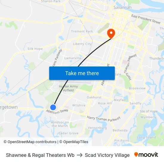 Shawnee & Regal Theaters Wb to Scad Victory Village map