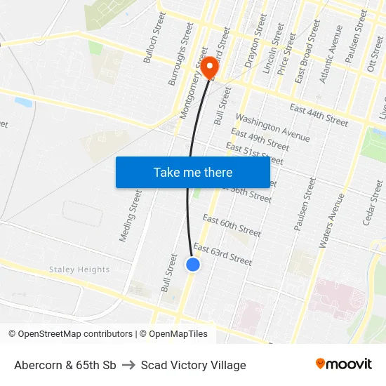 Abercorn & 65th Sb to Scad Victory Village map