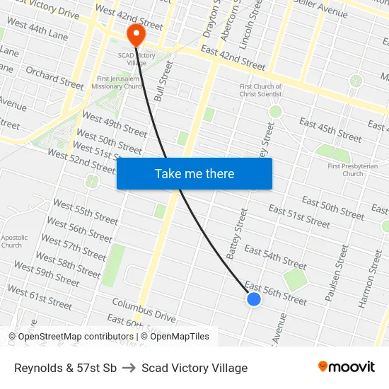 Reynolds & 57st Sb to Scad Victory Village map