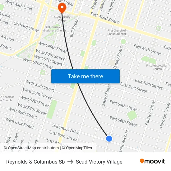 Reynolds & Columbus Sb to Scad Victory Village map