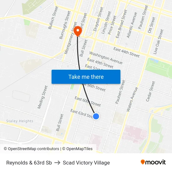 Reynolds & 63rd Sb to Scad Victory Village map