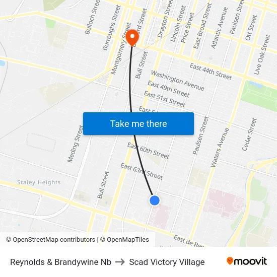 Reynolds & Brandywine Nb to Scad Victory Village map
