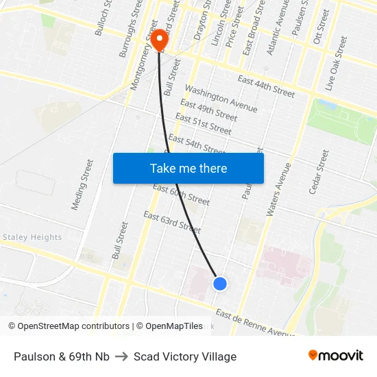 Paulson & 69th Nb to Scad Victory Village map