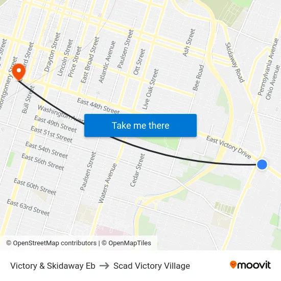 Victory & Skidaway Eb to Scad Victory Village map