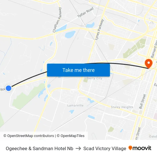 Ogeechee & Sandman Hotel Nb to Scad Victory Village map