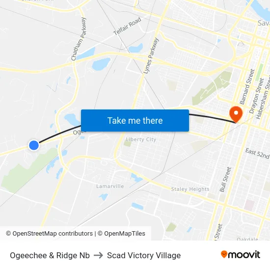 Ogeechee & Ridge Nb to Scad Victory Village map