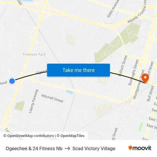 Ogeechee & 24 Fitness Nb to Scad Victory Village map
