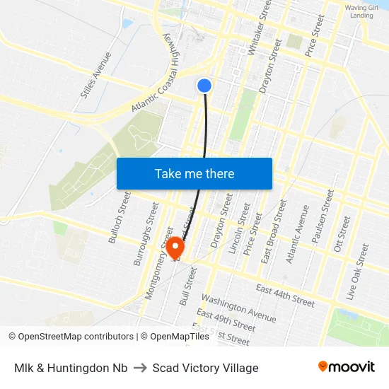 Mlk & Huntingdon Nb to Scad Victory Village map