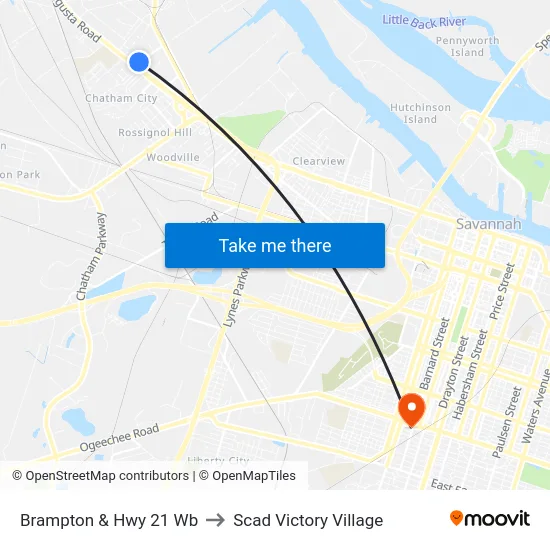 Brampton & Hwy 21 Wb to Scad Victory Village map